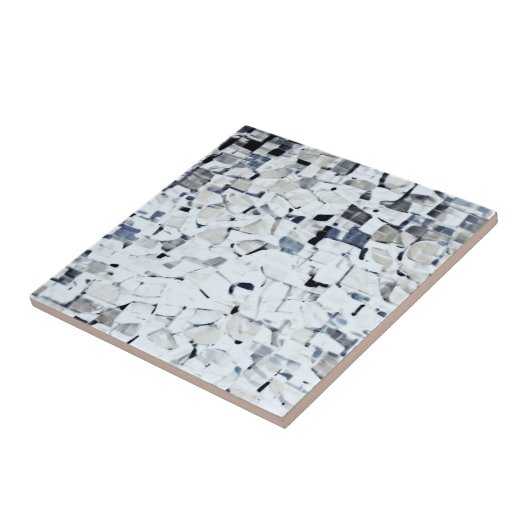 Wit gelummerd patroon grijs tegeltje (Zijkant)