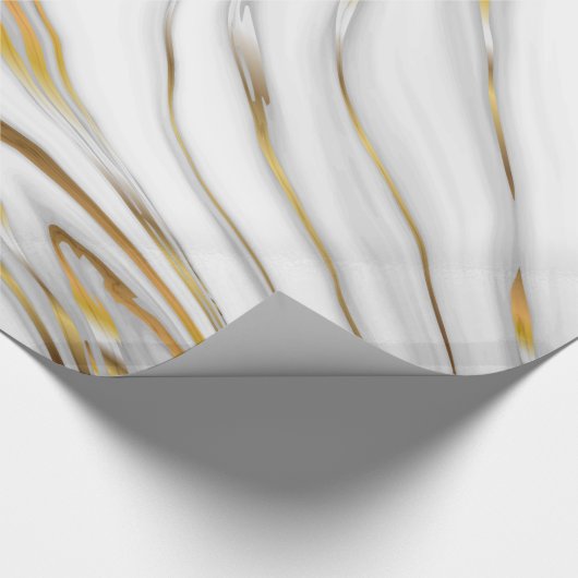 Wit gemarmerd met gouden korrel cadeaupapier (Hoek)