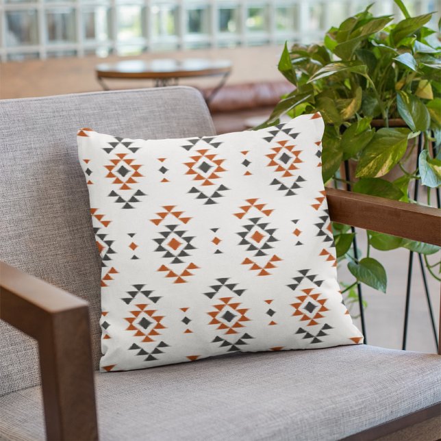 Wit Geometrisch Etnisch Patroon Inheemse Indiase s Kussen (Creator heeft geüpload)