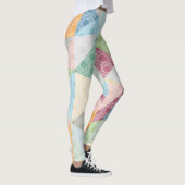 Wit Geometrisch Patroon & Kleurrijk Patroon Leggings (Rechts)