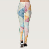 Wit Geometrisch Patroon & Kleurrijk Patroon Leggings (Achterkant)