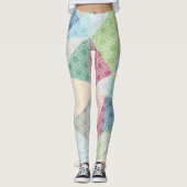 Wit Geometrisch Patroon & Kleurrijk Patroon Leggings (Voorkant)