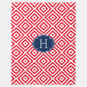 Wit geometrisch patroon & koraal aangepaste achter fleece deken (Voorkant)