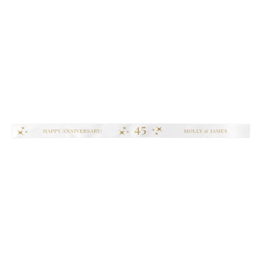 Wit, gepersonaliseerd Jubileum Gift Satin Ribbon Satijnen Lint (Voorkant)