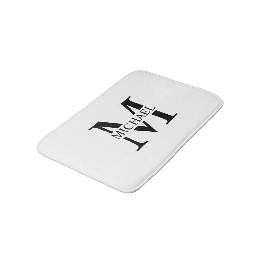Wit Gepersonaliseerd Monogram en Naam Badmat (Gekanteld)