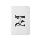 Wit Gepersonaliseerd Monogram en Naam Badmat (Voorkant Verticaal)