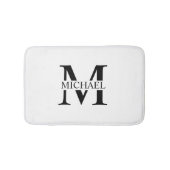 Wit Gepersonaliseerd Monogram en Naam Badmat (Voorkant)