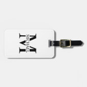 Wit Gepersonaliseerd Monogram en Naam Bagagelabel (Voorkant horizontaal)