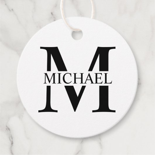 Wit Gepersonaliseerd Monogram en Naam Bedankjes Labels (Voorkant)