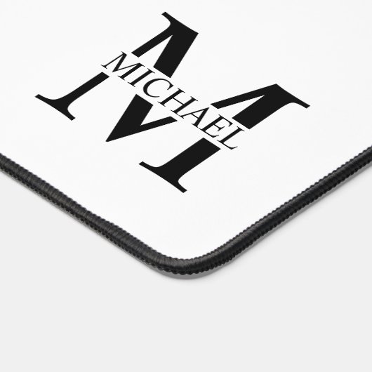 Wit Gepersonaliseerd Monogram en Naam Bureaumat (Hoek)