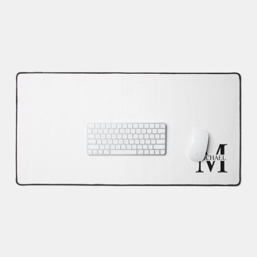 Wit Gepersonaliseerd Monogram en Naam Bureaumat (Keyboard & Muis)
