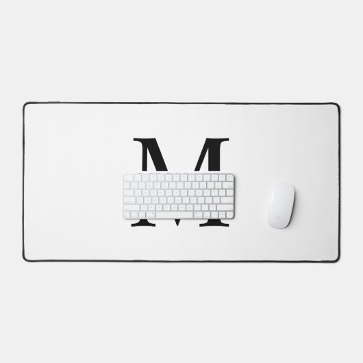 Wit Gepersonaliseerd Monogram en Naam Bureaumat (Keyboard & Muis)