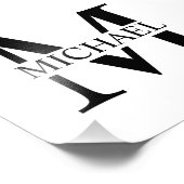 Wit Gepersonaliseerd Monogram en Naam Foto Afdruk (Hoek)