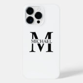 Wit Gepersonaliseerd Monogram en Naam iPhone Hoesje (Achterkant)