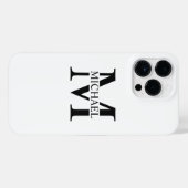 Wit Gepersonaliseerd Monogram en Naam iPhone Hoesje (Achterkant horizontaal)