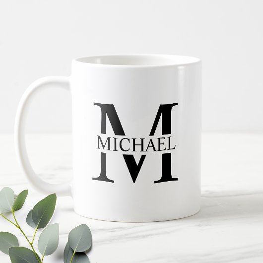 Wit Gepersonaliseerd Monogram en Naam Koffiemok