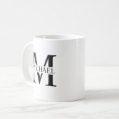 Wit Gepersonaliseerd Monogram en Naam Koffiemok (Voorkant links)