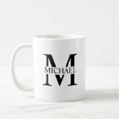 Wit Gepersonaliseerd Monogram en Naam Koffiemok (Links)