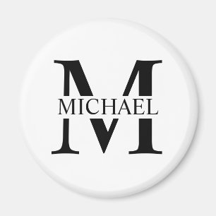 Wit Gepersonaliseerd Monogram en Naam Magneet