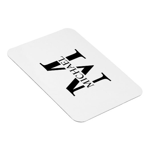 Wit Gepersonaliseerd Monogram en Naam Magneet (Rechterzijde)