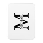 Wit Gepersonaliseerd Monogram en Naam Magneet (Verticaal)