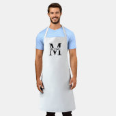 Wit Gepersonaliseerd Monogram en Naam Schort (Gedragen)