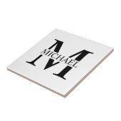 Wit Gepersonaliseerd Monogram en Naam Tegeltje (Zijkant)