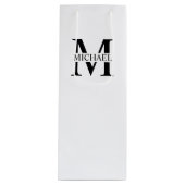 Wit Gepersonaliseerd Monogram en Naam Wijn Cadeautas (Voorkant)