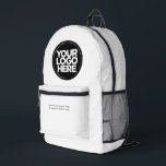 Wit | Gepersonaliseerde zakelijke Logo en tekst Bedrukte Rugzak<br><div class="desc">Eenvoudig minimalistisch wit | Gepersonaliseerde zakelijke Logo en tekst Modern Business Printed Rugzak</div>
