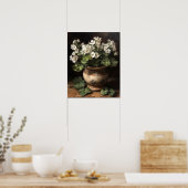 Wit Geranium Bloemen Art Print Poster (Keuken)