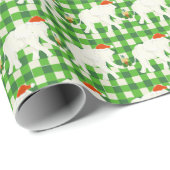 Wit Geruite Witte Olifant Kerstfeest Cadeaupapier (Rol Hoek)