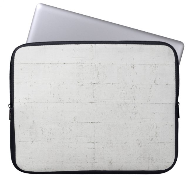 Wit geschilderd betonwandbeton laptop sleeve (Voorkant)