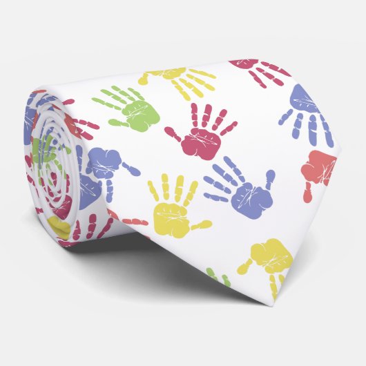 Wit geschilderd handdrukken stropdas (Opgerold)