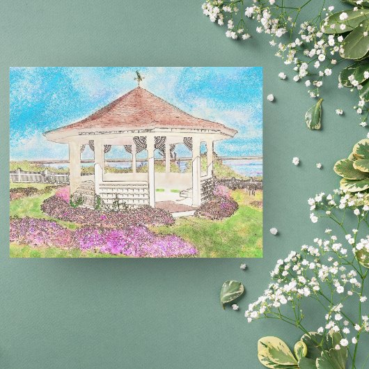 Wit geschilderd prieel in Cape Cod Briefkaart