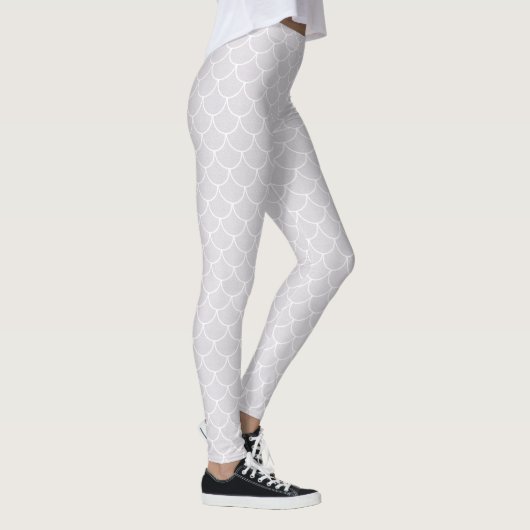 Wit geschulpte zeemeermin schubpatroon leggings (Rechts)