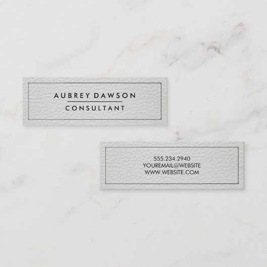 wit gestikt leer mini visitekaartje (Voorkant / Achterkant)