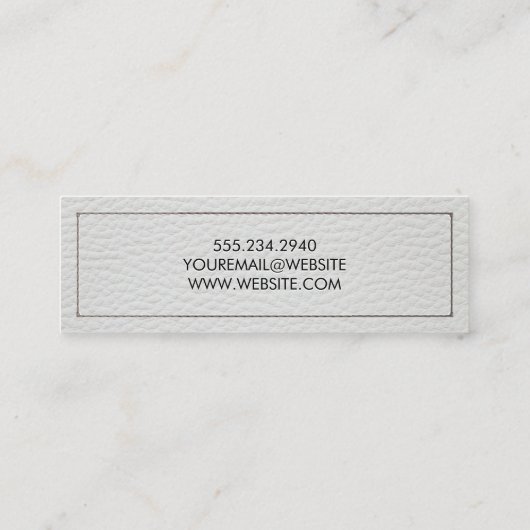 wit gestikt leer mini visitekaartje (Achterkant)