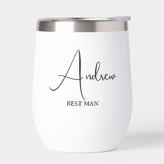 Wit gestileerde naam bruiloft beste man (Links)