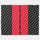 Wit gestippelde helderrode racestrepen op zwart fleece deken (Voorkant (Horizontaal))