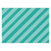 Wit gestreept Blauwgroen tafelkleed (Voorkant (Horizontaal))