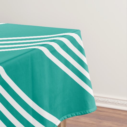 Wit gestreept Blauwgroen tafelkleed (Voorbeeld)