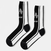 Wit Gestreepte Racing Car Flags - Gepersonaliseerd Sokken (Links)
