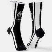 Wit Gestreepte Racing Car Flags - Gepersonaliseerd Sokken (Gebogen)