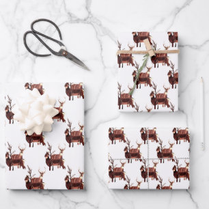 WIT-GETAILLEERD DEER Wrapping Paper Flat