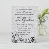 Wit getoold leder en zwart lace-huwelijk kaart (Staand voorkant)