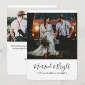 WIT Getrouwd & Bright Pas getrouwd Feestdagenkaart (Voorkant / Achterkant)