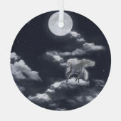 Wit gevleugeld paard: maanverlichte hemel. glas ornament (Achterkant)