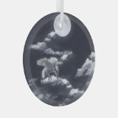 Wit gevleugeld paard: maanverlichte hemel. glas ornament (Voorkant Rechts)