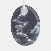 Wit gevleugeld paard: maanverlichte hemel. glas ornament (Voorkant links)