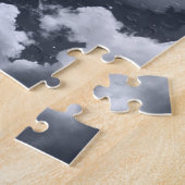 Wit gevleugeld paard: maanverlichte hemel. legpuzzel (Zijkant)